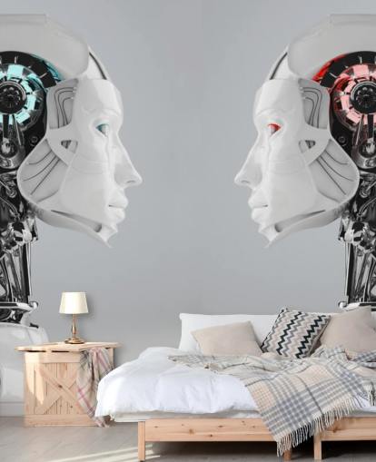 Roboter Frauen einander gegenüberstehen Fototapete