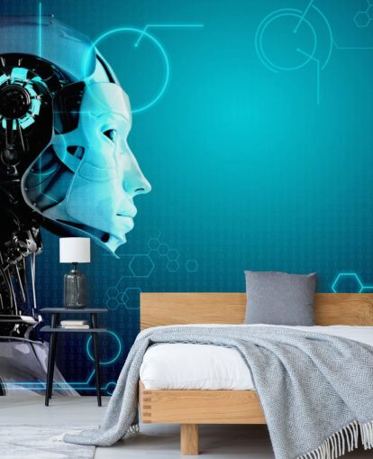 Papier peint de profil latéral de robot bleu