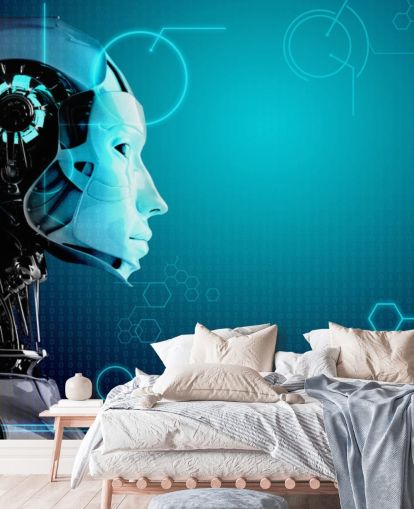 Blauer Roboter Seitenprofil Tapete