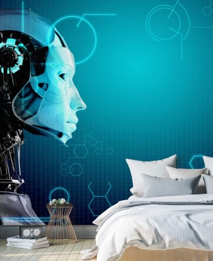 Blue Robot Side Profile Wallpaper