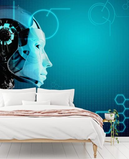 Carta da parati con profilo laterale robot blu