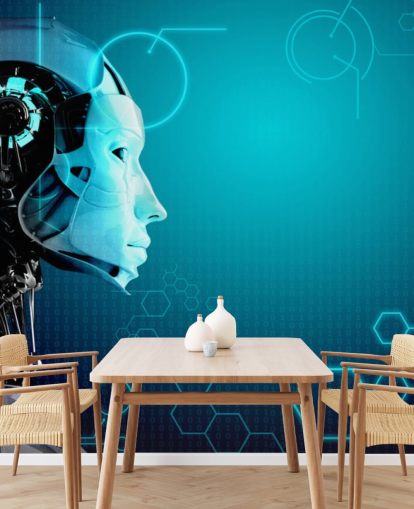 Papel de Parede Perfil Lateral Blue Robot