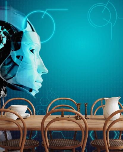 Blå Robot Side profil Bakgrunn Blå Robot Side profil Bakgrunn