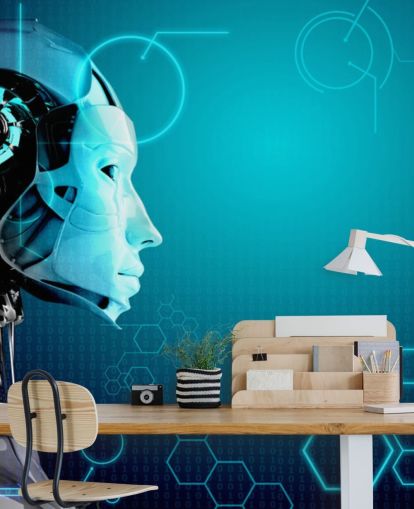 Papier peint de profil latéral de robot bleu