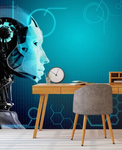 Blue Robot Side Profile Wallpaper