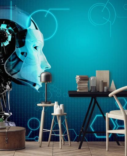 Blå Robot Side Profil Baggrund