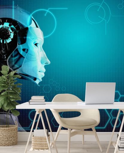 Carta da parati con profilo laterale robot blu