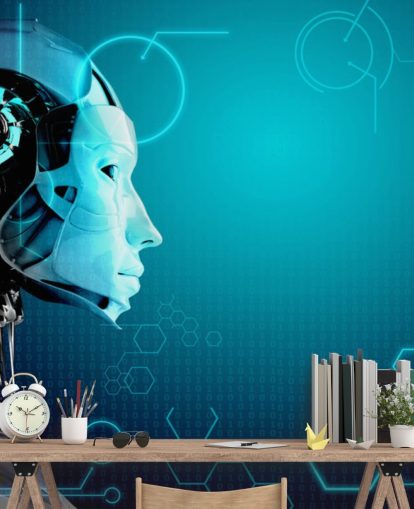 Papier peint de profil latéral de robot bleu Papier peint de profil latéral de robot bleu