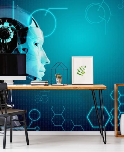 Blue Robot Side Profile Wallpaper