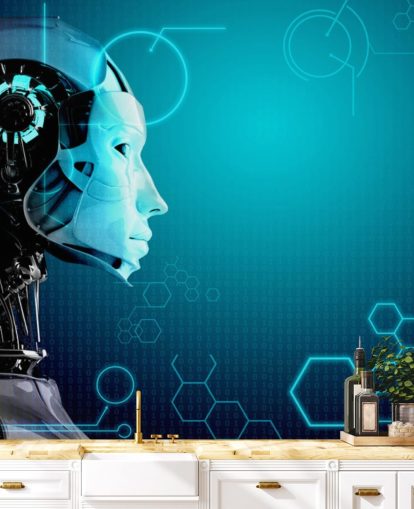 Blue Robot Side Profile Wallpaper