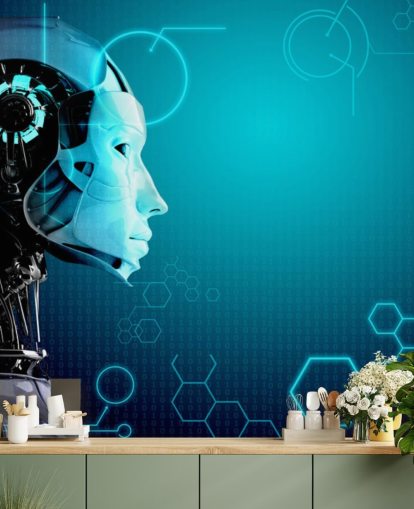 Blå Robot Side profil Bakgrunn Blå Robot Side profil Bakgrunn