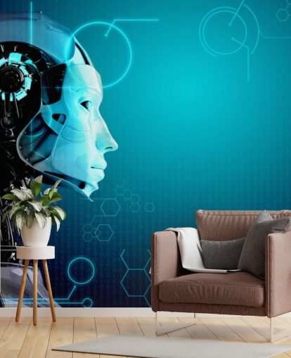 Blauer Roboter Seitenprofil Tapete