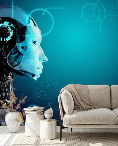 Blue Robot Side Profile Wallpaper