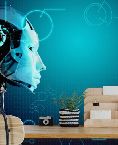 Blå Robot sidoprofil Bakgrund