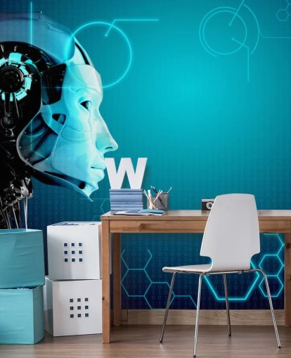 Blå Robot Side Profil Baggrund