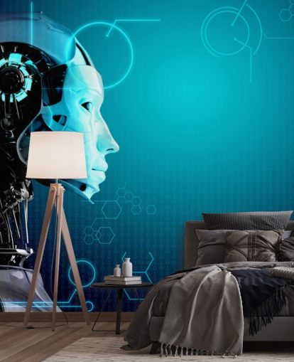 Papel de Parede Perfil Lateral Blue Robot