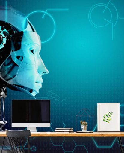 Blå Robot Side profil Bakgrunn