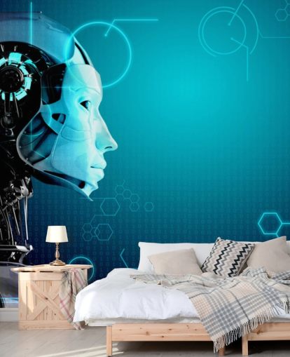 Blauer Roboter Seitenprofil Tapete