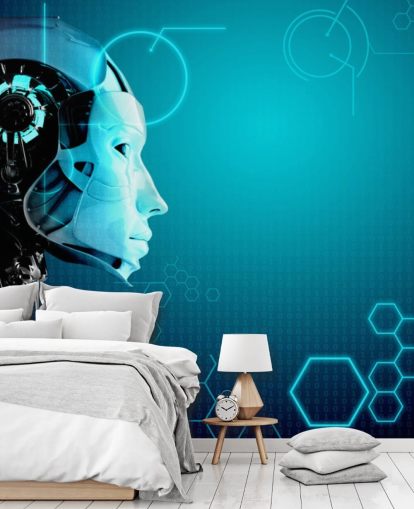 Blue Robot Side Profile Wallpaper