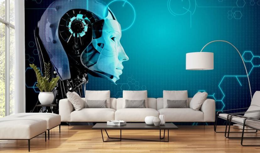 Blue Robot Side Profile Wallpaper