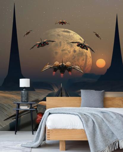 Alien Planet and Space Ships Wallpaper