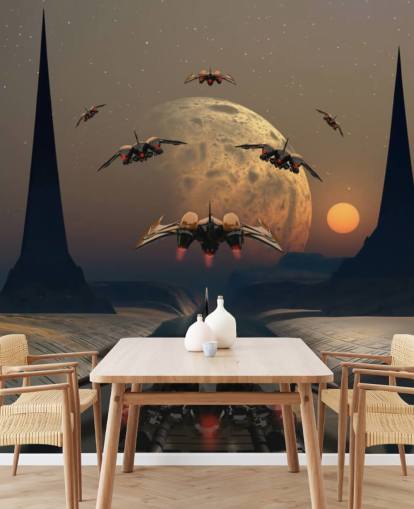 Planeta alienígena e naves espaciais papel de parede Planeta alienígena e naves espaciais papel de parede