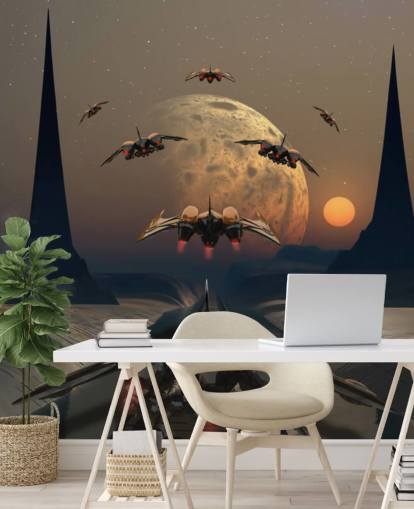 Alien Planeten und Raumschiffe Wallpaper