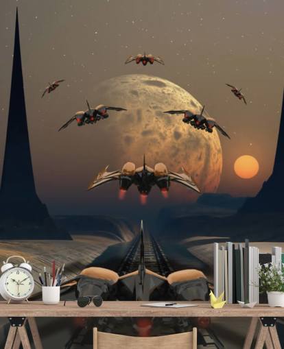 Alien Planet og Rumskibe Baggrund