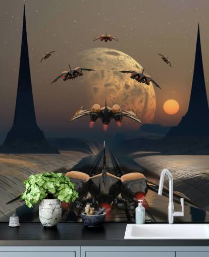 Planeta alienígena e naves espaciais papel de parede Planeta alienígena e naves espaciais papel de parede