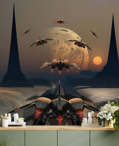 Alien Planet and Space Ships Wallpaper