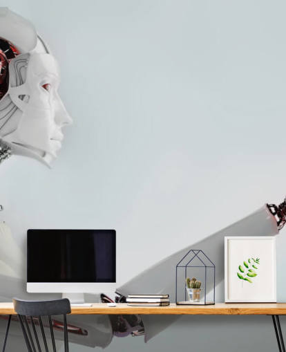 Papier Peint Robot Blanc