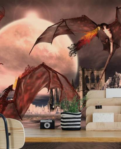 Fondo de pantalla de dragones rojos luchando