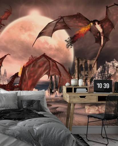 Røde Dragons Fighting Baggrund