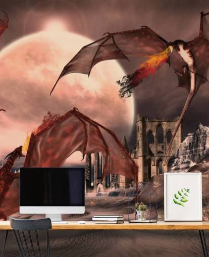 Papier peint de combat de dragons rouges Papier peint de combat de dragons rouges