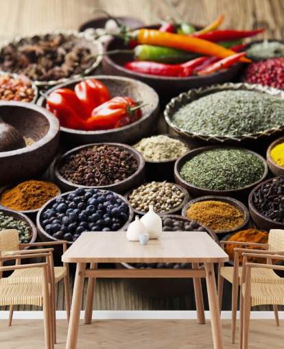 Kulhot mausteita seinämaalaus Kulhot mausteita seinämaalaus