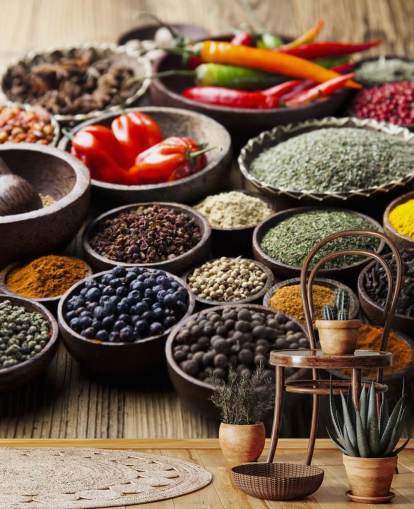 Bowls of Spices Wall Mural