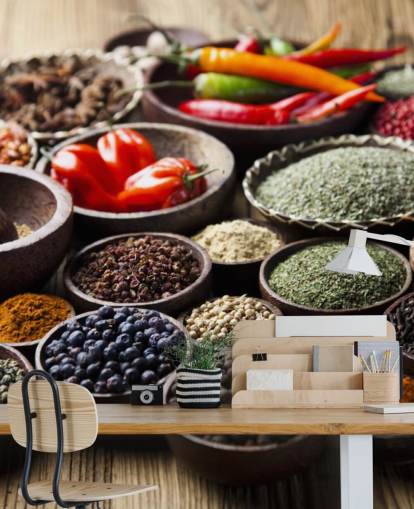 Bowls of Spices Wall Mural