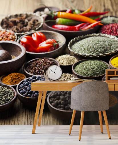 Bowls of Spices Wall Mural