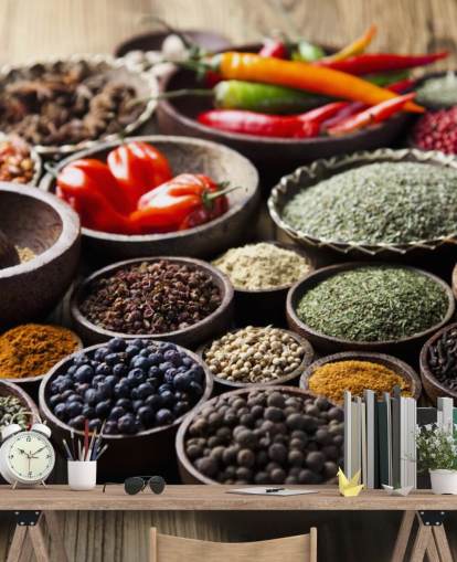 Bowls of Spices Wall Mural