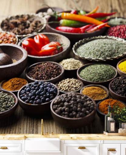 Bowls of Spices Wall Mural
