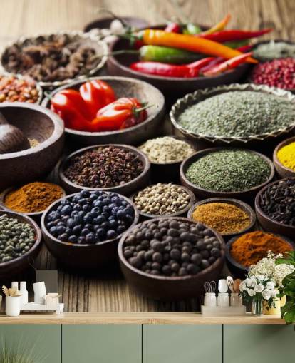 Bowls of Spices Wall Mural