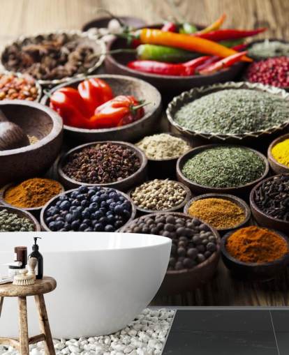 Bowls of Spices Wall Mural