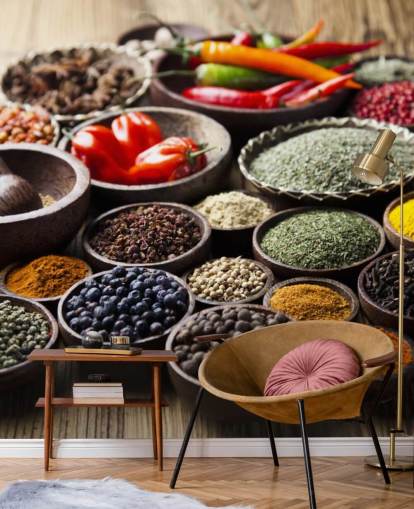 Bowls of Spices Wall Mural