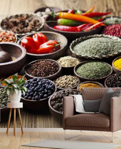 Bowls of Spices Wall Mural