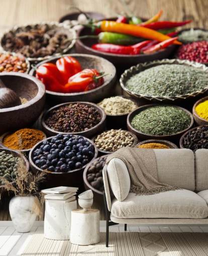 Bowls of Spices Wall Mural