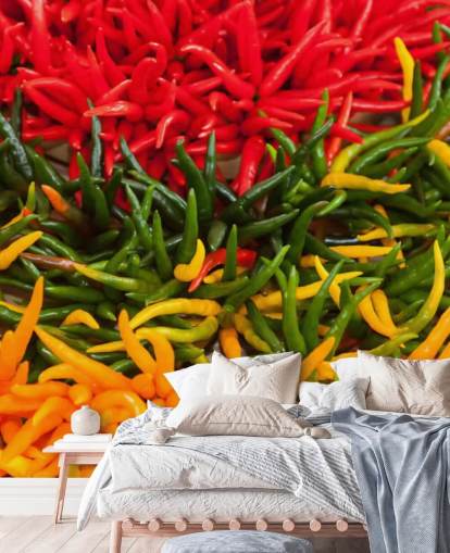 Red, Yellow and Green Chillis Wallpaper