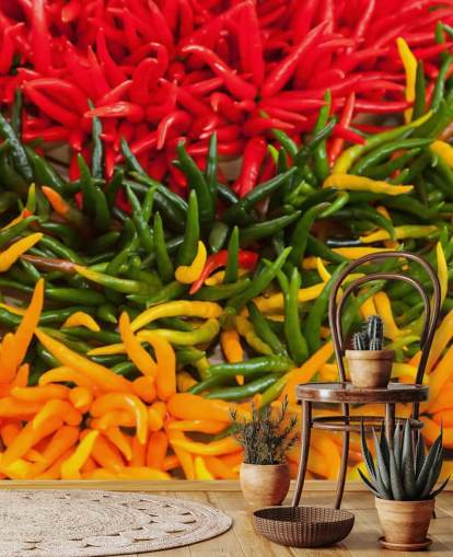 Red, Yellow and Green Chillis Wallpaper