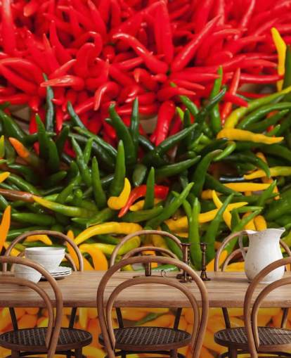 Papel Pintado Chillis Rojo, Amarillo y Verde