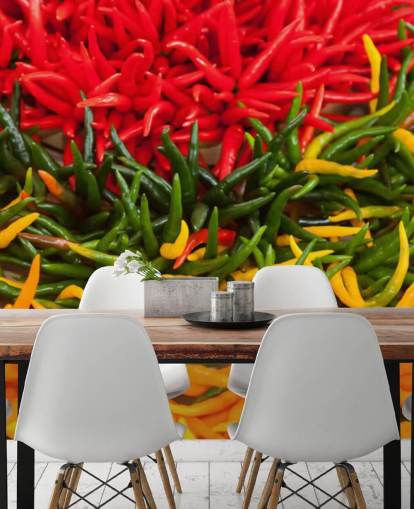 Red, Yellow and Green Chillis Wallpaper