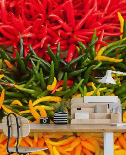 Red, Yellow and Green Chillis Wallpaper